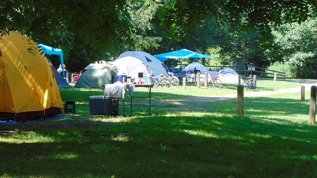 Group camping sites like this at New River Trial State Park mean that you'll be near your friends during the overnight retreat.