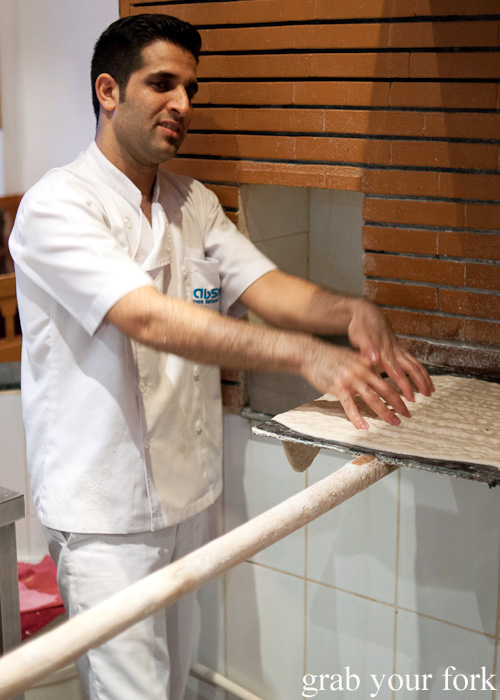Making sangak traditional Persian bread on a Frying Pan Adventures food tour in Dubai