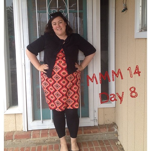 #mmmay14 #memademay day 8! Me made dress (hacked/self drafted) and leggings. Apparently this is the week of crazy patterned dresses! Should be one more for tomorrow...