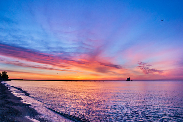 Blue, Lake Michigan, Kewaunee, WI, Sunrise, Calm, Water