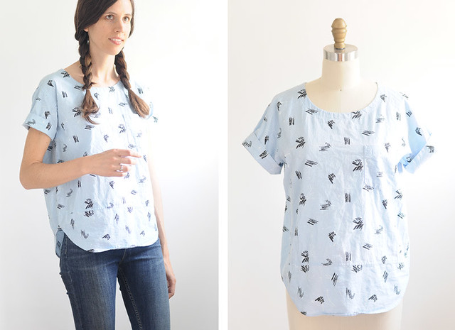 chambray squiggle top
