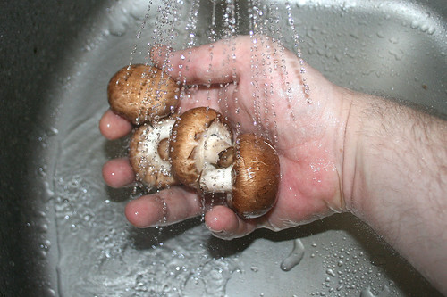 18 - Champignons abspülen / Clean mushrooms