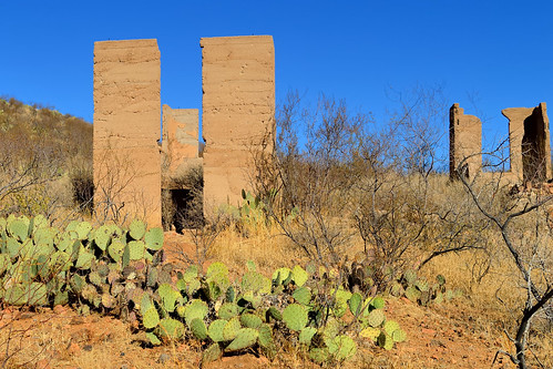 old arizona cactus usa abandoned architecture ruins mine structure mining scrub sonorandesert courtland dragoonmountains early20thc commercialbuilding cochisecounty 2013 d3200 historicghosttown edk7 copperoreprocessing