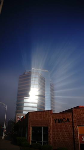 glass sunshine sunrise buildings reflections durham rays beams durhamnc timing durhamcenter downtowndurham