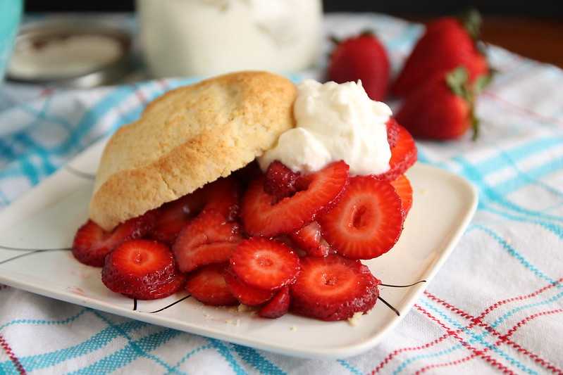 Strawberry shortcake with whipped cream
