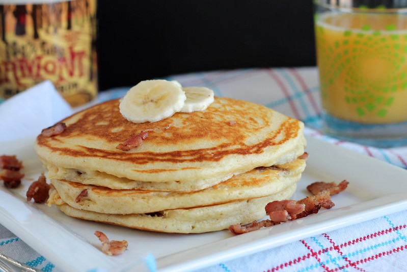 Banana and Bacon Buttermilk Pancakes