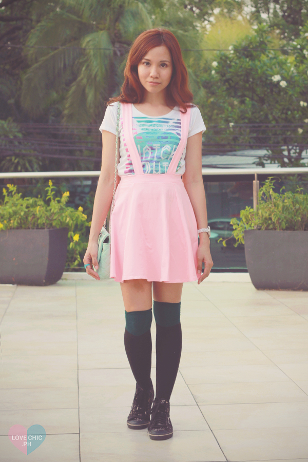 lovechic love chic shailagarde shai lagarde pink jumper skirt pastel summer tee knee high socks fashion style blogger asian 6