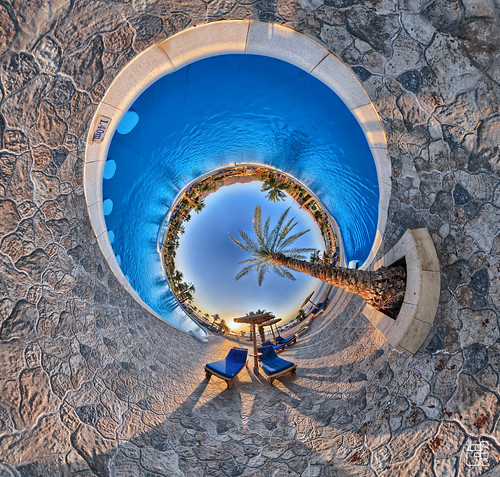 blue panorama sun green beach pool swimming sunrise photography gold golden bay sand nikon little pano dive egypt 360 resort fisheye hour planet 8mm landsacpe southsinai rokinon helnan d5100 nuweibaa
