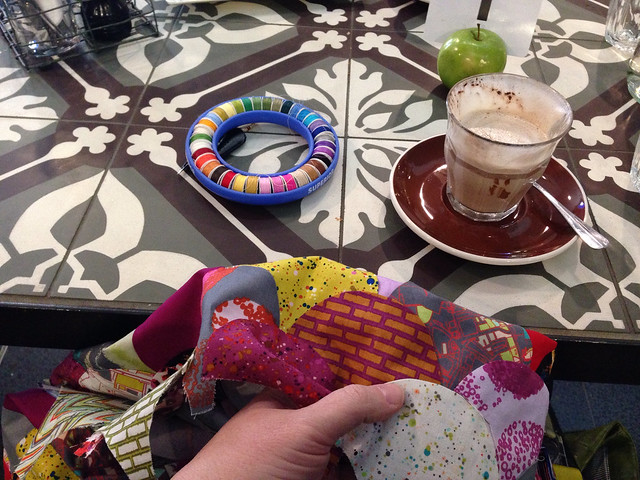 Stitching in the coffee shop