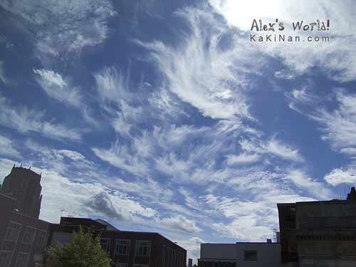 Funky clouds in front of Alan Gilbert Learning Commons