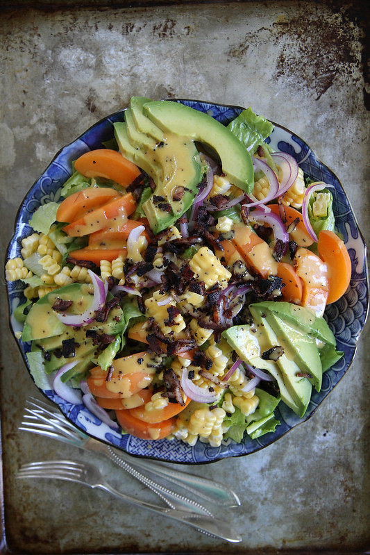 Summer Salad with Apricot Poppyseed Dressing and Bacon Crumbles
