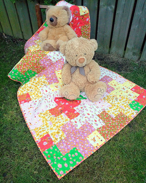 Heather Ross Plus Cot quilt finished