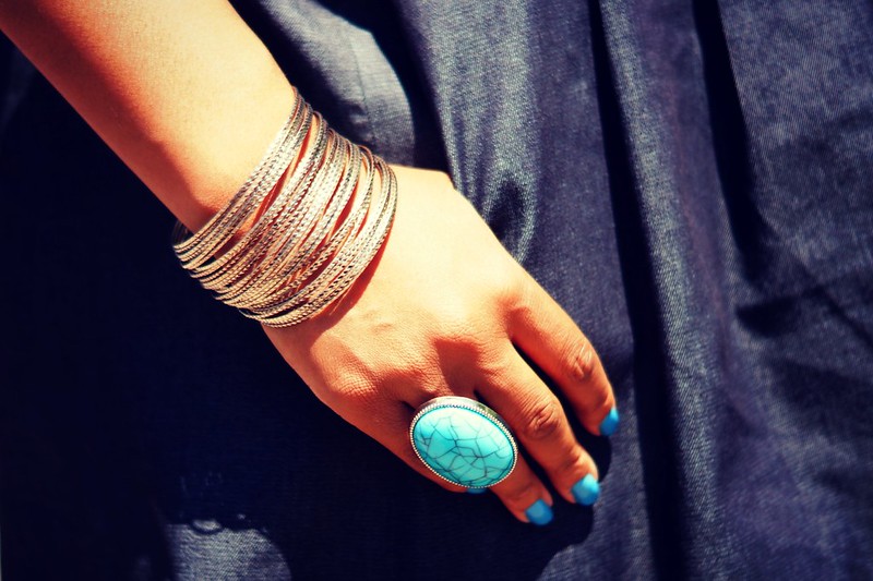 Silver Bangles + Turquoise Ring