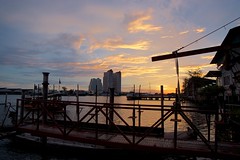 Evening and sunset on the Chao Phraya river in Bangkok, Thailand