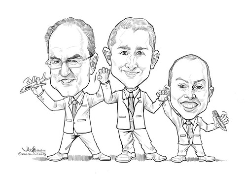 digital group caricature sketch for DHL