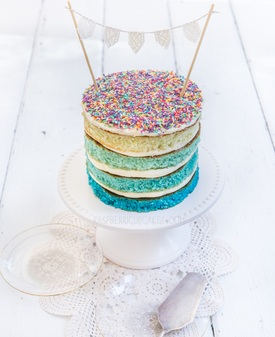 Mini Blue Ombre Cake with Sprinkles