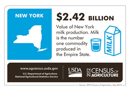 Who knew The Big Apple was surrounded by billions of dollars of milk?  Check back next Thursday for more fun facts from another state and the 2012 Census of Agriculture.
