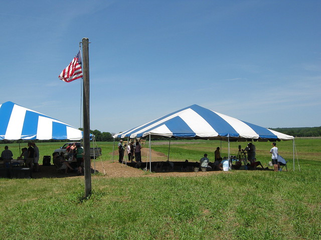 Tents provide a bit of shade for the students participating in the research project each May - June.