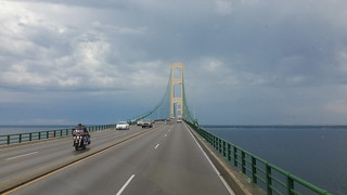Driving over the Mackinaw Bridge from the U.P. to lower Michigan