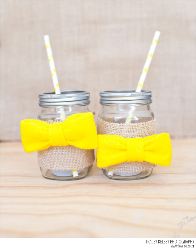 Wedding bow tie mason jars