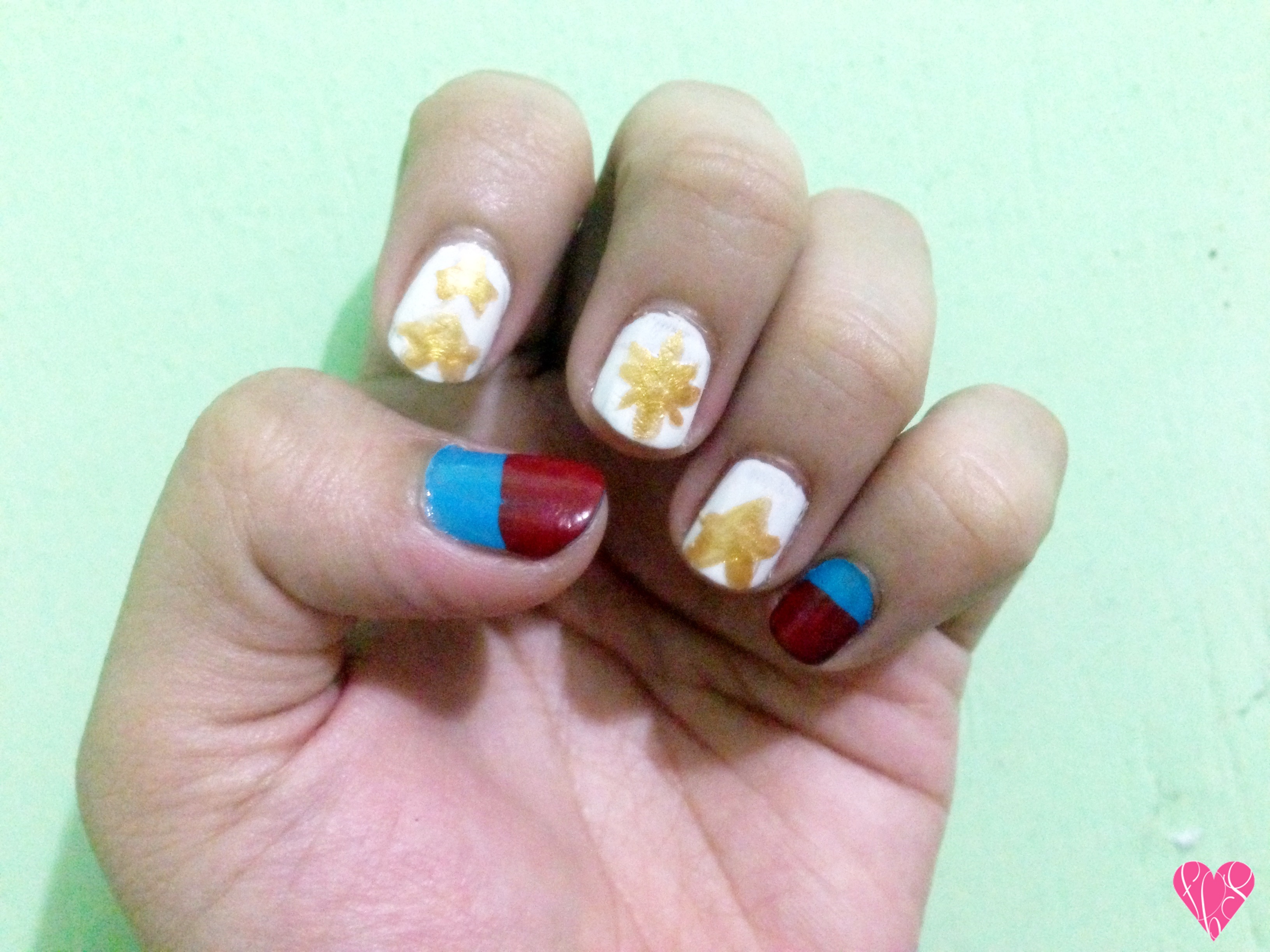 Philippine Independence Day Flag Easy Nail Art Tutorial