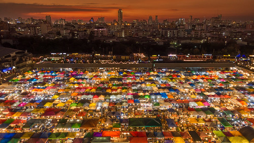 bangkok market sunset thailand