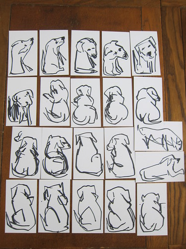 Quick draw 5 minutes with my dog, some index cards & a marker