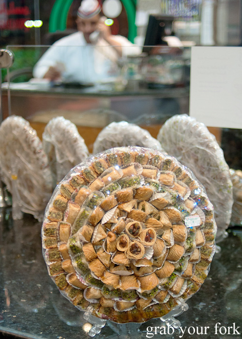 Syrian baklava platter during a Frying Pan Adventures food tour in Dubai