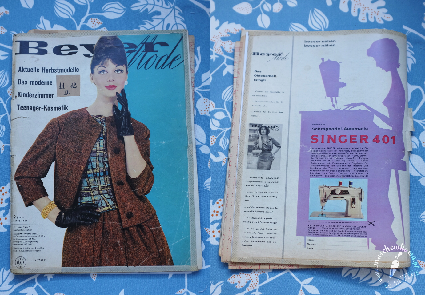 vintage, retro, sewing, szycie, krawiectwo, lata, 60s, Beyer Mode 9/1960