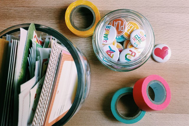 workspace wednesday: repurposed jars for tiny embellishments
