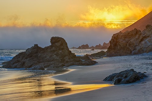 ocean california sunset summer seascape beach water fog landscape coast pacific shoreline bigsur shore pfeiffer pfeifferbeach marinelayer