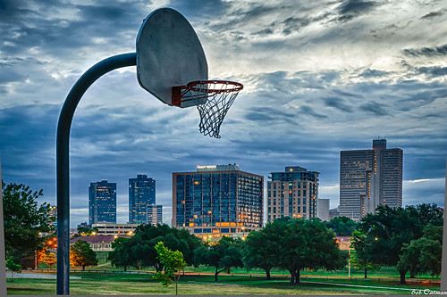 sunrise dawn trinitypark basketballgoal downtownfortworth