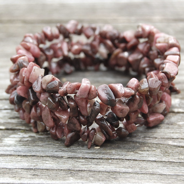 Gemstone spiral bracelets - Rhodonite