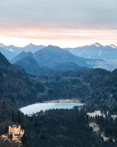 germany deutschland bavaria bayern schloss castle landscape alps alpen see evening sunset