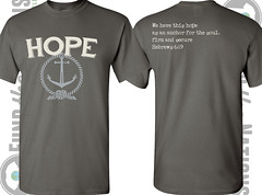 Gray adoption fundraiser t-shirt: Hope Anchor with Hebrews 6:19