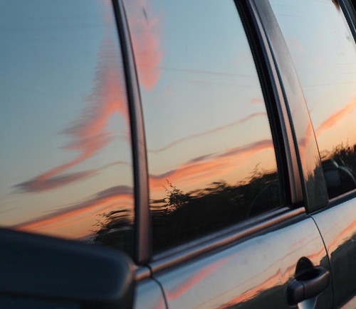 windows sunset reflection car clouds cumbria subaru