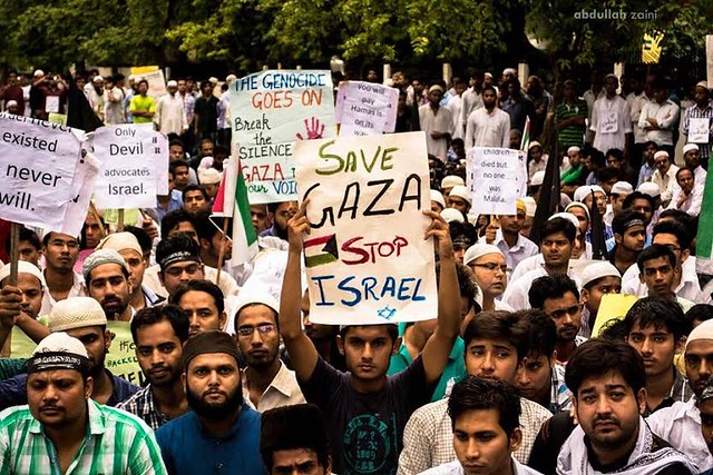 Protest at AMU condeming attack on Gaza.