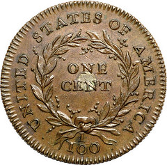 Newman 1792 silver center cent reverse