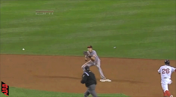Orioles second baseman Ryan  Flaherty drops ball on exchange - Baltimore Orioles vs. Boston Red Sox