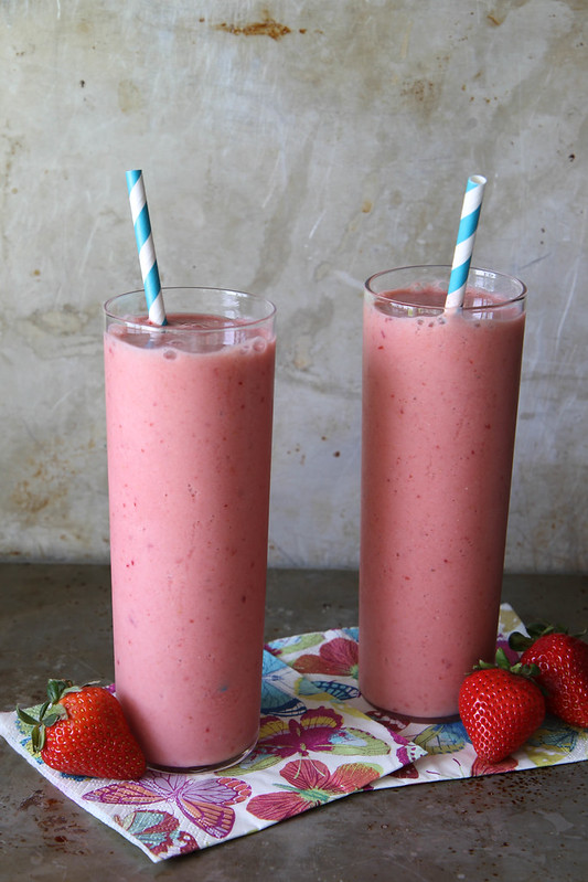 Strawberry Nectarine Almond Smoothies - Heather Christo