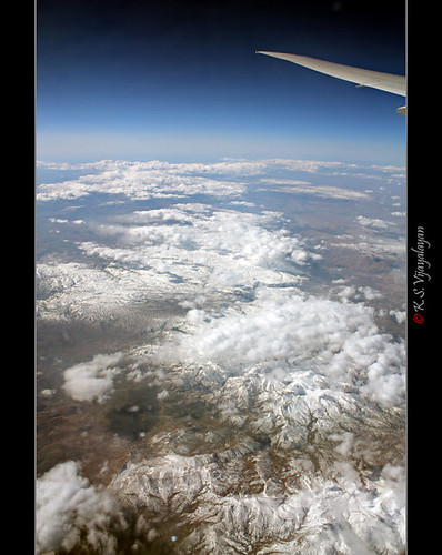 Bird's-eye view: Snow capped mountains