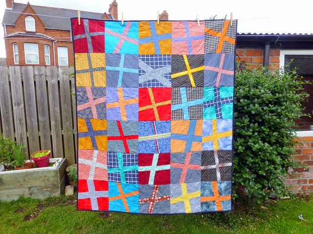Bee Blessed Wonky Cross quilt made by Shannon