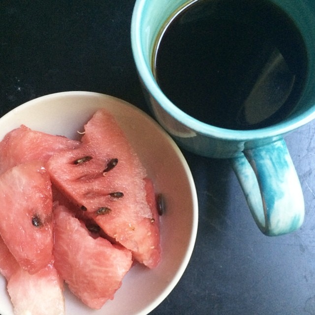 Day 30, #whole30 - breakfast (watermelon & coffee)