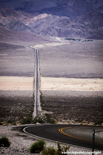 california road travel blue light vacation mountains color nature beautiful lines car yellow composition contrast canon landscape death grey drive view desert space details country perspective dry visit valley