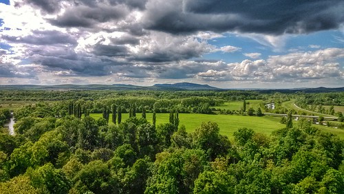 wood trees sky sun green clouds forest river countryside highway czech country hill hdr