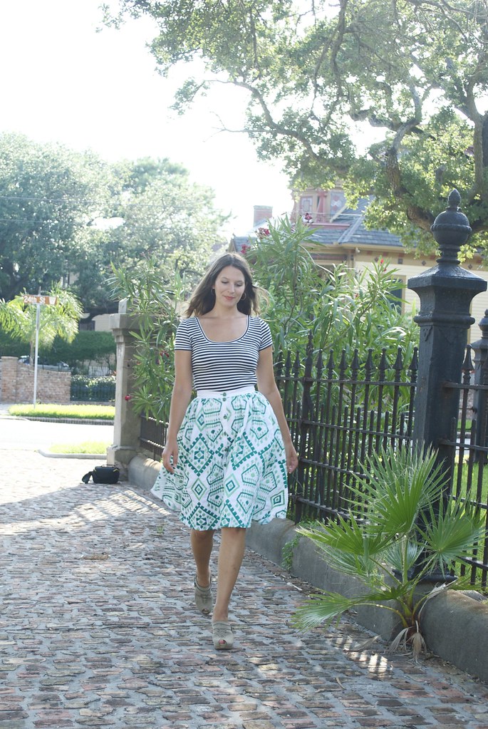Mood Fabrics Geometric Embroidered Linen Skirt
