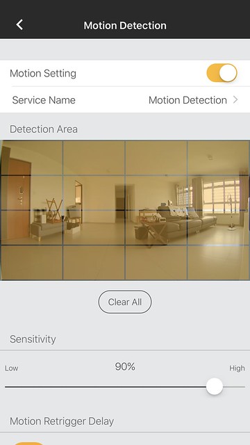 Omna iOS App - Motion Detection Settings