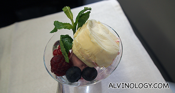 Vanilla ice cream with berries 