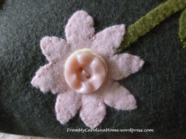 Spring Basket Wool Pink Button