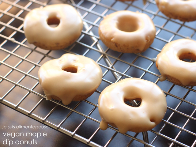 Vegan maple dip donuts for animal-product-free Canadian goodness.